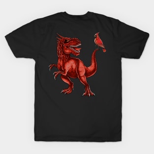 Red Cardinal T-Rex T-Shirt